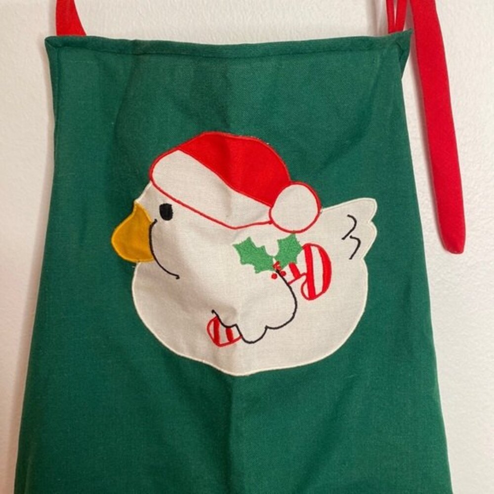 Neiman Marcus vintage Christmas duck apron for crafting or baking cookies
